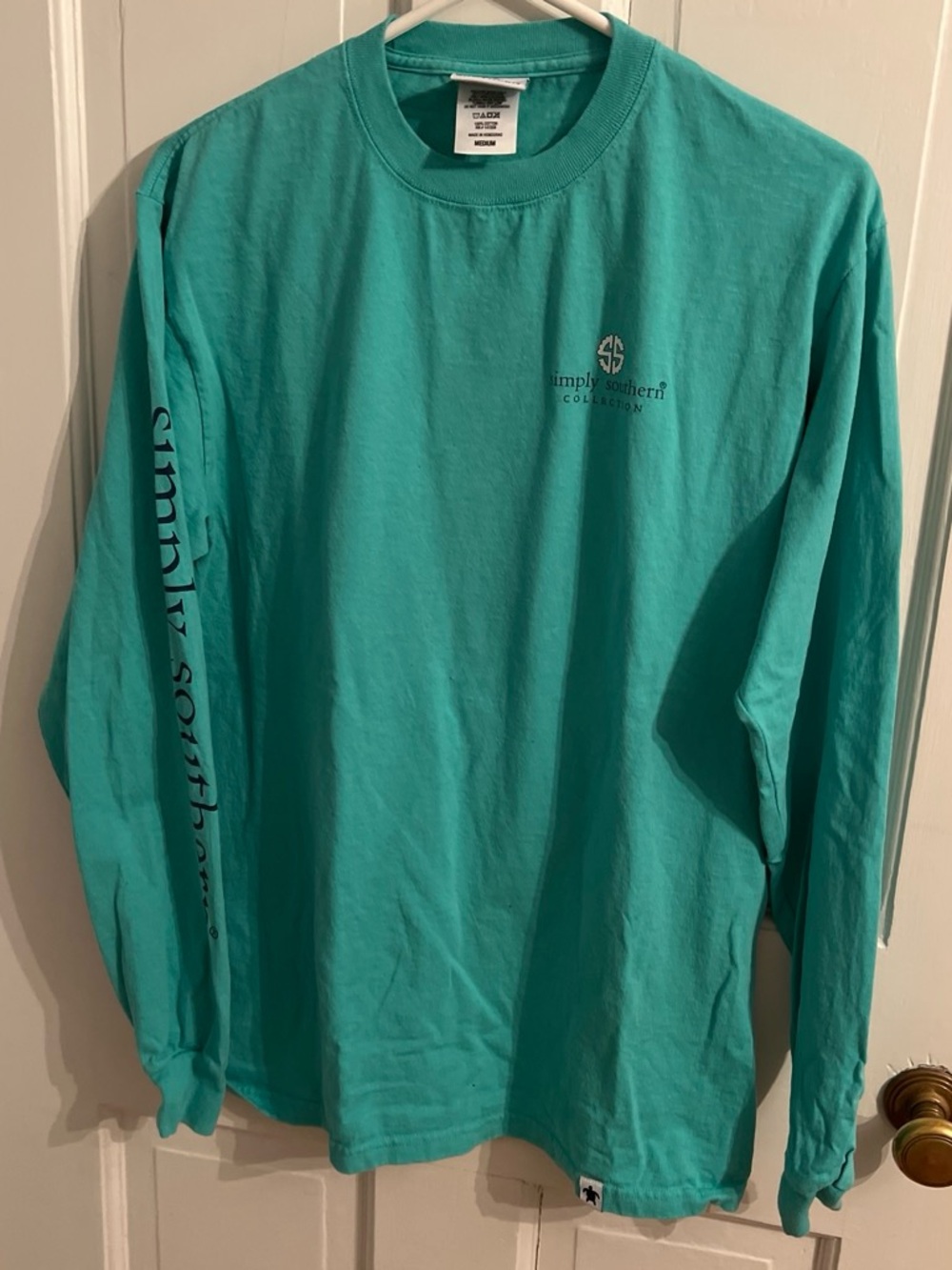 Simply Southern woman’s  Long-Sleeve Pocket Logo Shirt - Teal